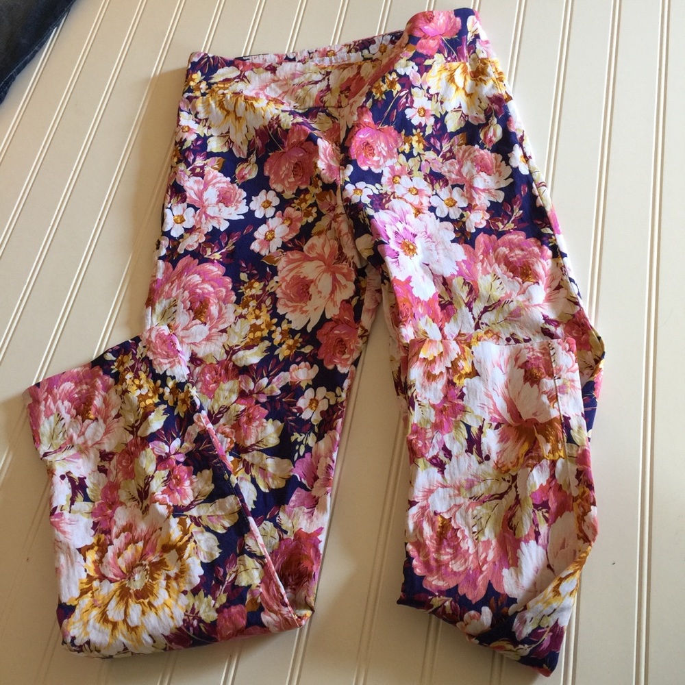 Margaret M Pink Floral Slimming Pant Sz S